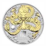 Año del Dragón 2024 – Onza de Plata Bañada en Oro